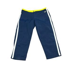 Nike Women Zip Up Track Capri Pant Blue Yellow SIZE Medium